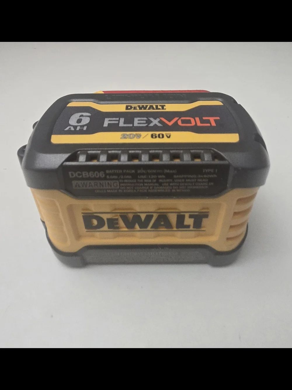 DEWALT FlexVolt 6Ah Battery - Yellow/Black/Red